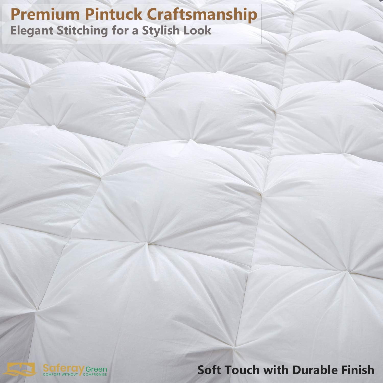 Oversized King Down Alternative Comforter 116x98 Inch White – 500 GSM Ultra Soft Breathable, Luxury Pintuck Pinch Pleat, All Season Duvet Insert with Corner Tabs, Machine Washable