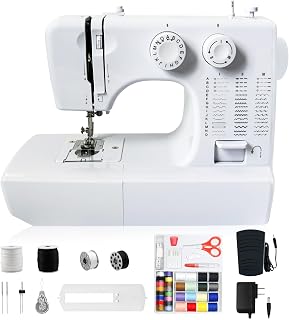 Nähmaschine für Anfänger & Kinder, 45 Stichprogrammen kleine nähmaschinen Mini Sewing Machine, Elektrische Nähmaschine mit Großes Fußpedal & Nähset & LED-Nählicht