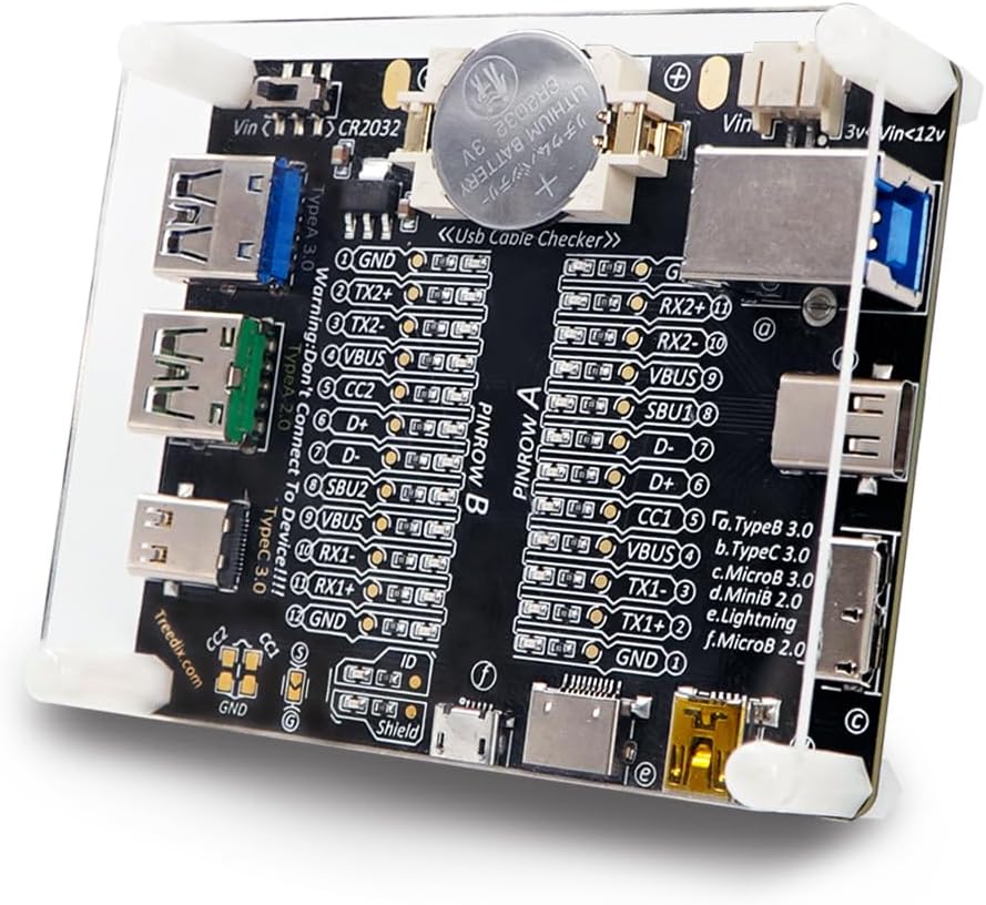 USBコネクタケーブルチェッカー アクリル保護板付き データ転送 充電性能テスター type C/micro/type A/type B対応