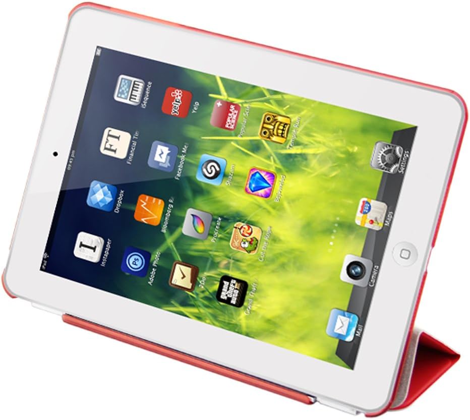 BESDATA Ultra Thin Magnetic Smart Cover [Wake/Sleep Function]& Translucent Back Case for Apple 1st Gen Generation iPad Mini + Screen Protector + Cleaning Cloth + Stylus (Red)