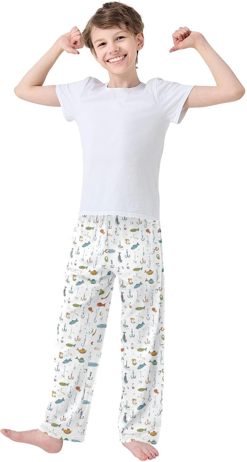 Fishing Lures Elements Pajama Pants Soft PJ Bottoms Lounge Pants for Sleepwear Sport Size 6–14 Years - Image 3