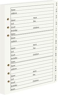 Address Book Refill Pages with Alphabetical Tabs, Large Print 600 Contacts Refillable Pages, A5 6-Ring Address Page for Senior Home Office