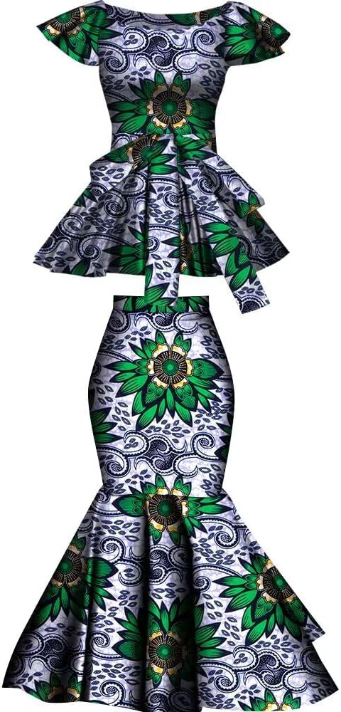 Women Dress African Print 2 Pieces Tradition Dashiki Ankara Beautiful Dress for Party Wedding