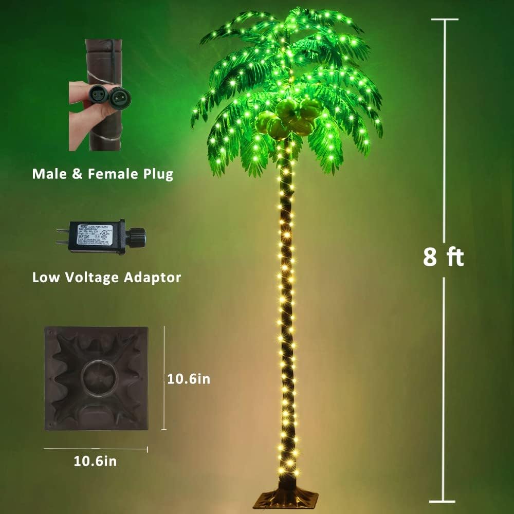Buy Lighted Palm Trees, 8FT LED Artificial Palm Tree with 5 Coconuts