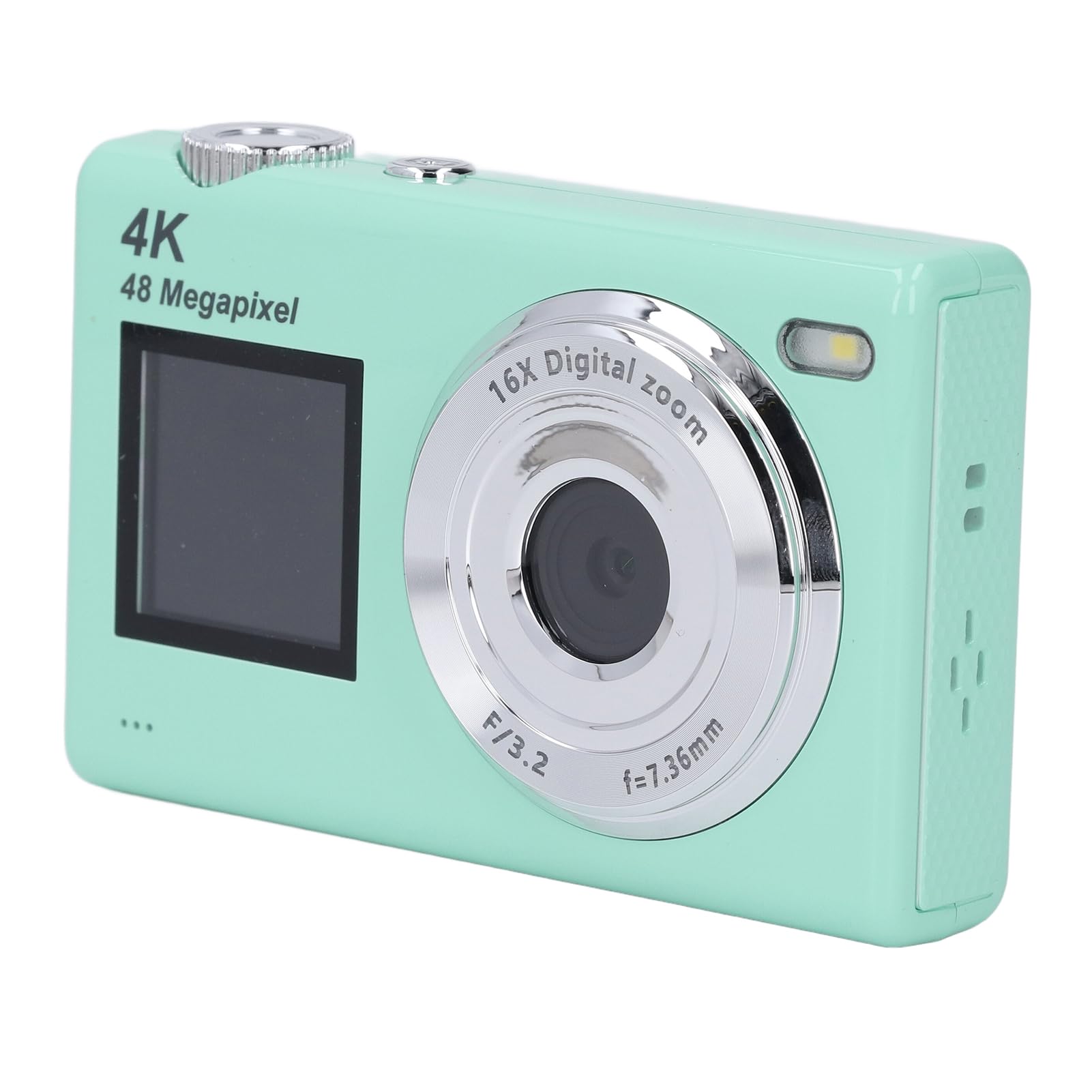 Aparat Cyfrowy 4K Autofokus 48MP Anti Shake 16X Zoom Cyfrowy Filtry Upiększające Przenośny Aparat Kompaktowy Podwójny Ekran dla Studentów (GREEN)
