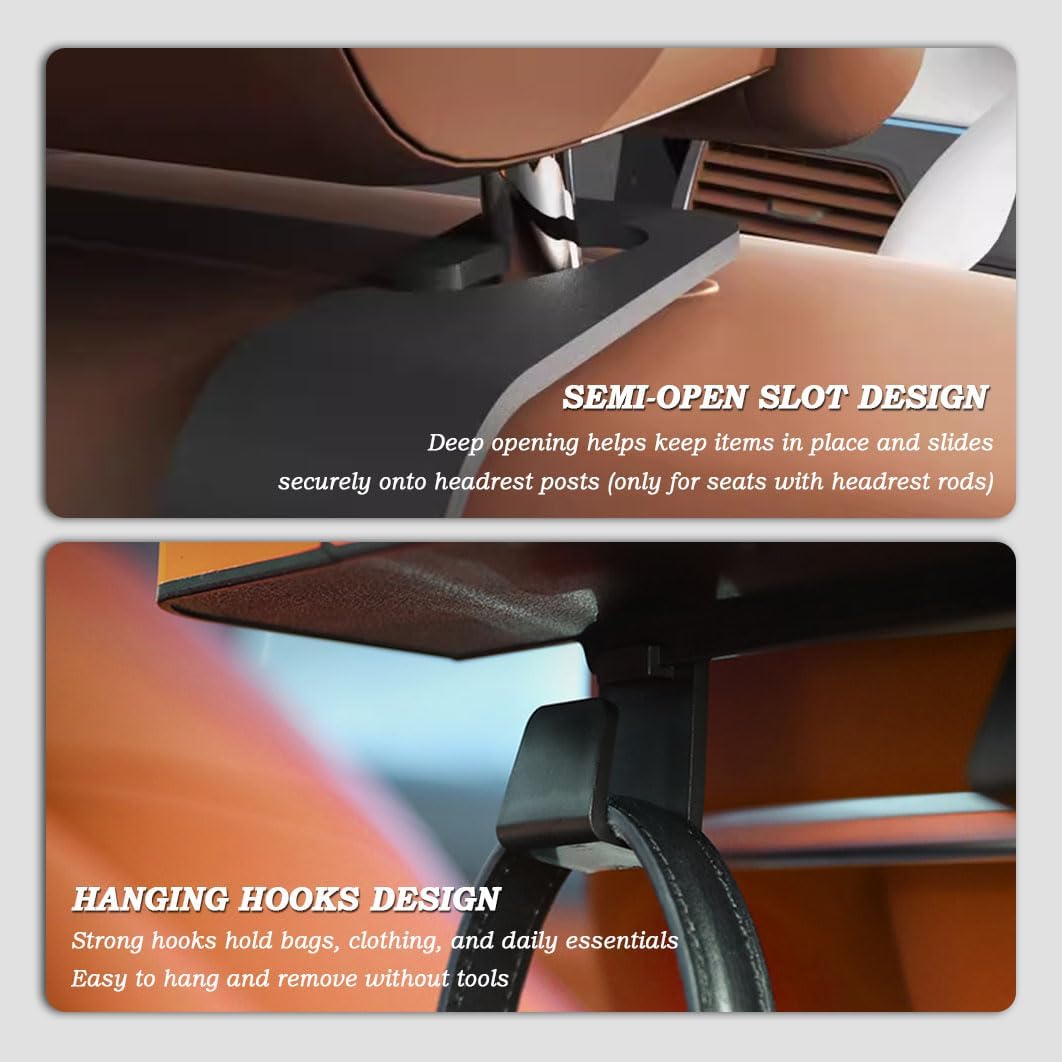 Car Seat Back Organizer for Mini Cooper Classic R50 R52 R53, Multifunctional Back Seat Car Storage with Cup Holder Tissue Box Phone Stand Hooks, Headrest Organizer,D Orange