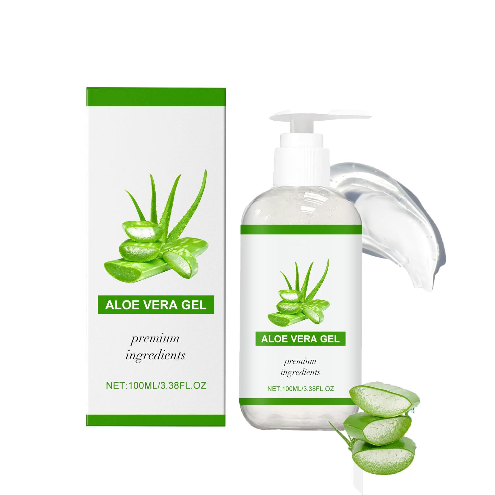 Aloe Vera Żel, 100% Czysty 100 ml - Organiczny żel Aloe Vera do twarzy ciała i włosów, naturalny po słońcu Nawilżacz