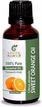 Sweet Orange Oil Citrus Sinensis Essential Oil 100% Pure Natural Undiluted Uncut Therapeutic Grade Oil 3.38 FL.OZ