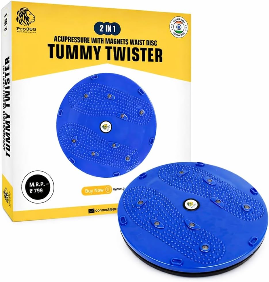 PRO365 5-in-1 Slimming Tummy Twister | Double-Sided Acupressure Waist Disc with Magnets | Reflexology Fat Burning Exercise Board | Anti-Skid | 1 Year Brand Warranty