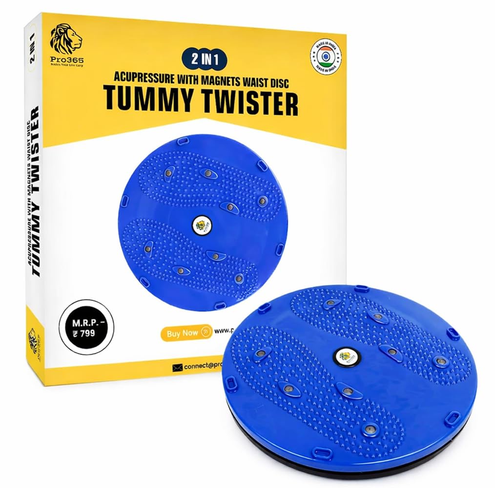 PRO365 Waist DISC Acupressure With Magnets Reflexology, 6 Months Manufacturer Warranty, Slimming Abdominal 5 In 1 Tummy Twister AB Exerciser (2 In 1),Blue