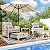Pamapic 5 Pieces Outdoor Patio Wicker Chairs Set with Ottoman .Outside Conversation Furniture Set with Cushions and Coffee for Balcony Porch Lawn Garden Table (Purple Cushion + Grey Rattan)