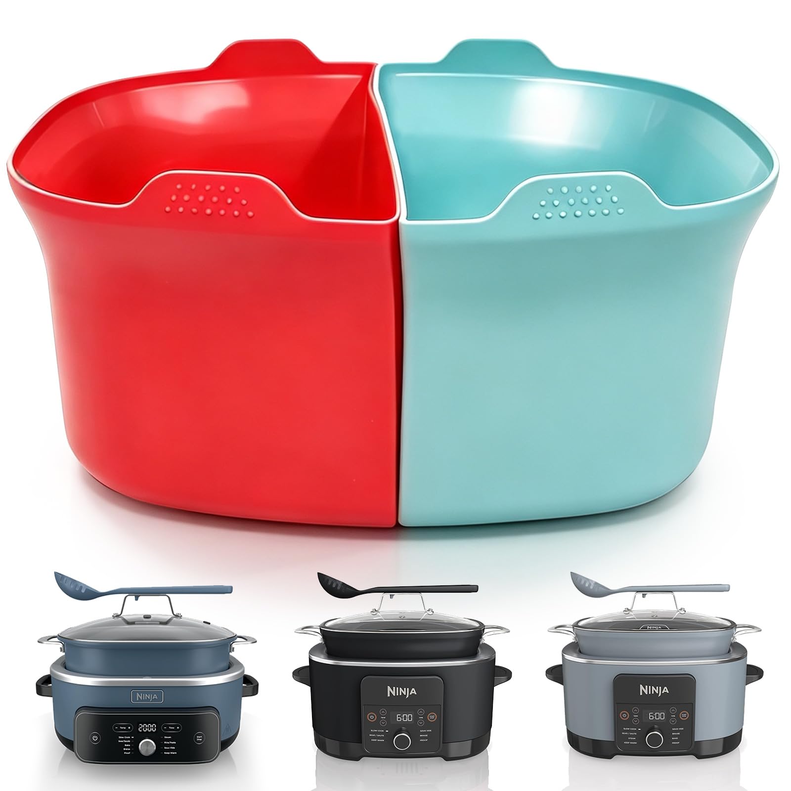 Magikichen Silicone Liners for Ninja 8.5 Quart, Compatible with MC1001, MC1000 MC1010, MC2001, Accessories for Ninja, 8.5 Reusable silicone Divider Insert,BPA-Free, Dishwasher Safe
