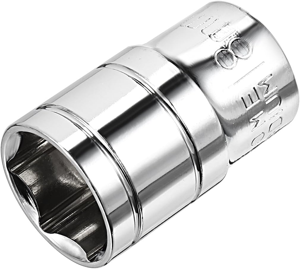 Uxcellsourcing map 1/2-Inch Drive 18mm 6-Point Shallow Socket, Metric, Cr-V