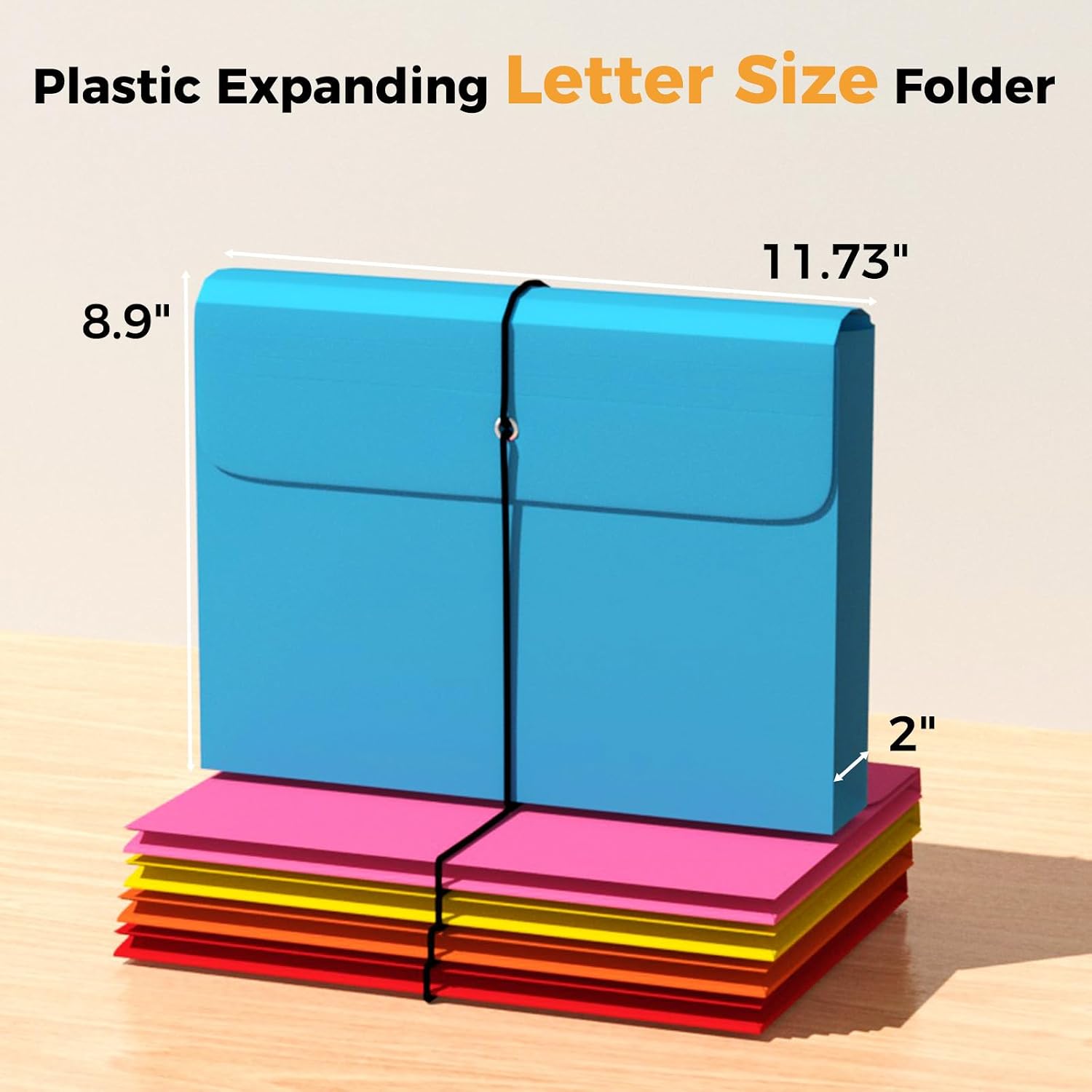 Ansook Plastic File Jackets, Expandable File Folders Letter Size with 2" Expansion, File Folder Organizer with Flap & String Tie, 12 Pack Poly Pocket File Folders for Office School Home – 12 Colors image 3