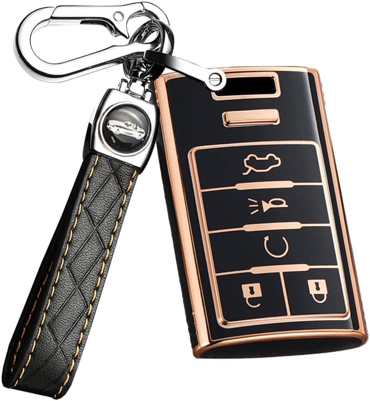 ontto Llavero de 5 botones para Cadillac 2008-2014, funda de TPU para llaves de automóvil, protección completa, suave y duradera, cubierta de llave
