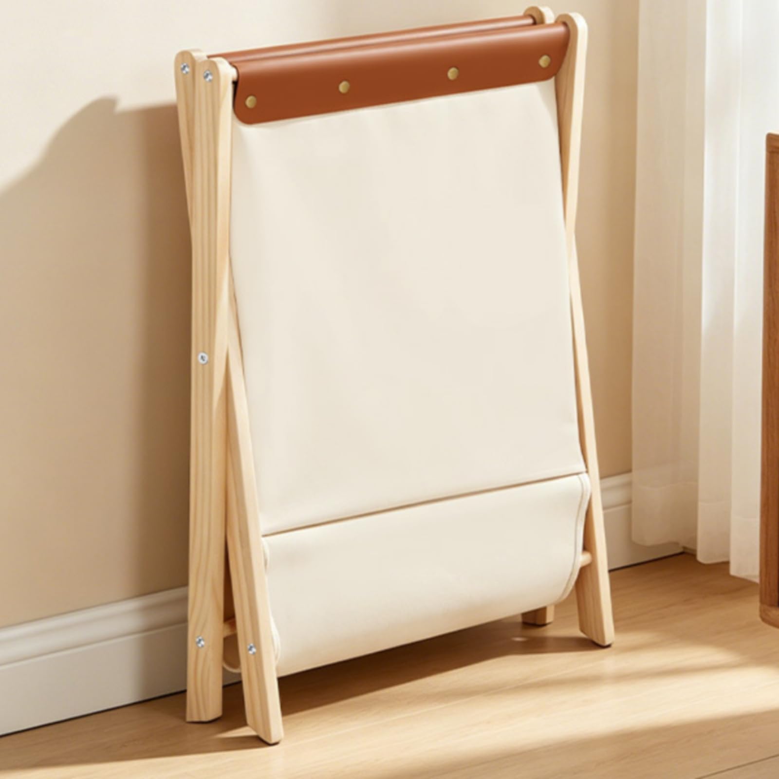 Jiuvaso Cesto Portabiancheria Pieghevole Cesta Bucato Contenitore Cesto Lavanderia Organizer Casa con Gambe in Legno Inclinate E Cestino Richiudibile per