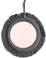 Vista 8 de Espejo de pared de macramé con flecos redondos para dormitorio, apartamento, entradas, decoración del hogar, espejo de pared