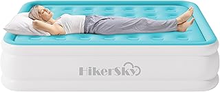 HikerSKY Queen Air Mattress with Built-in Pump, Single Air Bed with Portable Storage Bag, Suitable for Home and Guests, To... Price In India