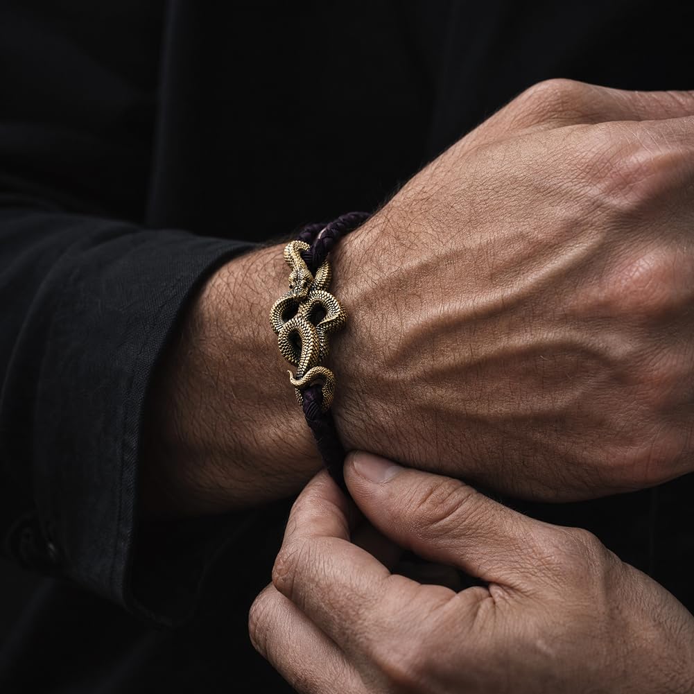 COPPERTIST.WU Messing Schlange Seil Armband Milan/geflochtene Seil einstellbar bunte handgemachte Geschenke für Männer Frauen, 20 Farben, M/L