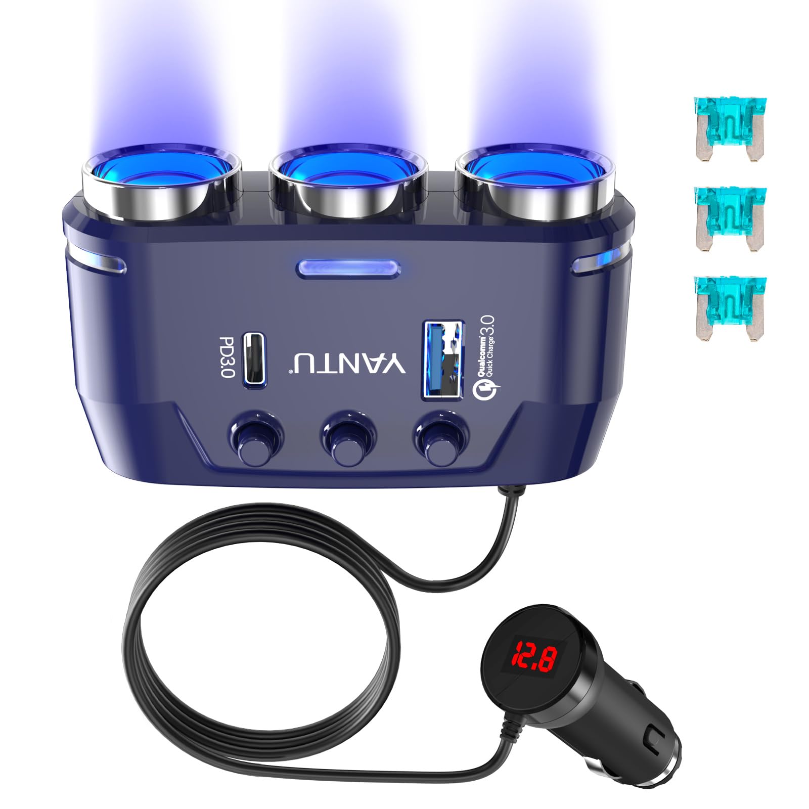 YANTU Cigarette Lighter Socket Car Charger Adapter with 12v USB Outlet ...