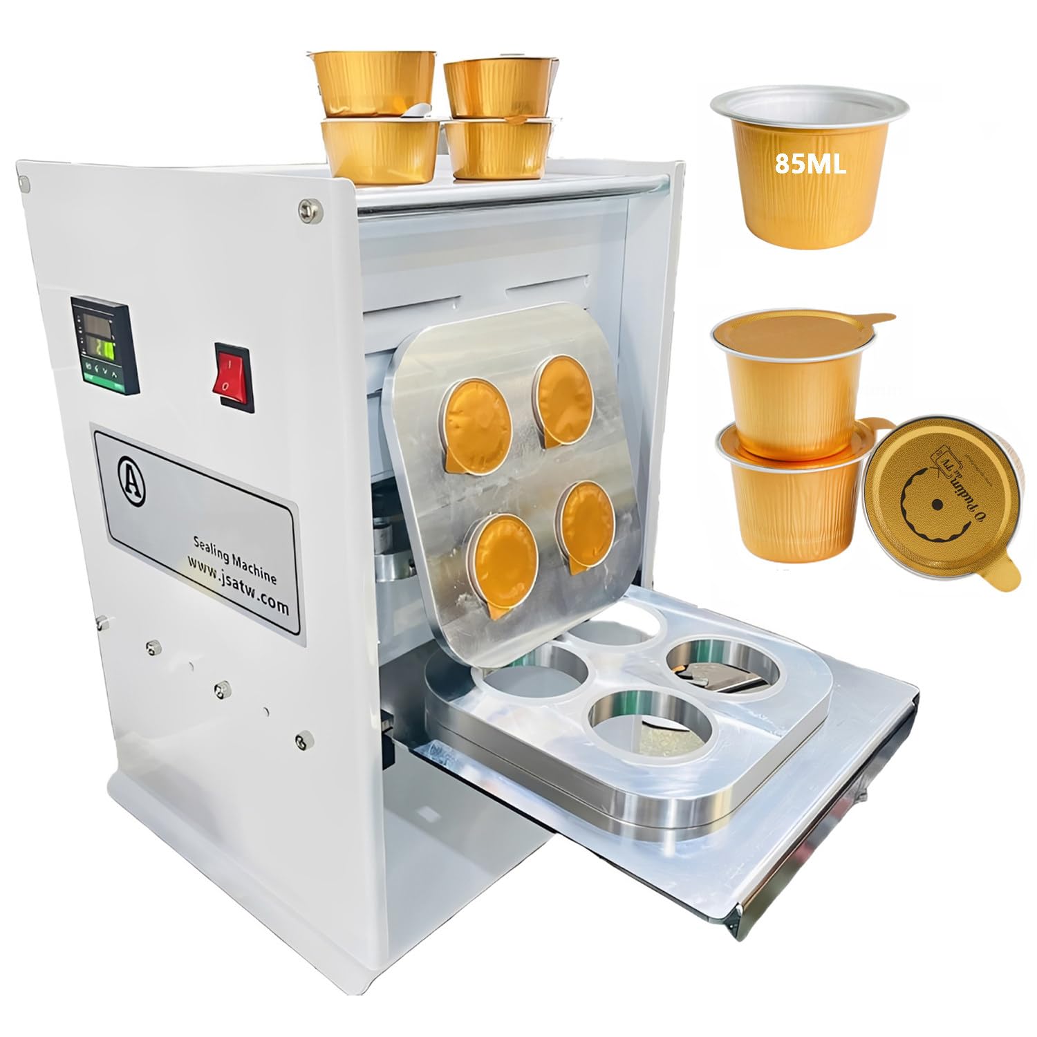 asdchZen Manual Heat Sealing Machine With Digital Temperature Control For Packaging Coffee Pods, Food Boxes, And Liquids (85Ml)