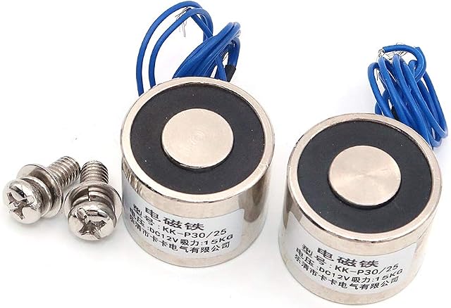 Namvo2pcs KK-P30/25 8KG Suction Electromagnet Solenoid DC 12V Lifting Holding Electromagnet Electro Electric Magnets