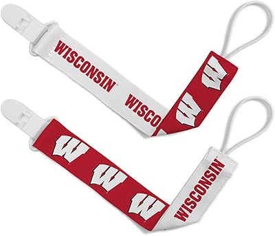 BabyFanatic Pacifier Clip 2-Pack - NCAA Wisconsin Badgers - Officially Licensed Baby Apparel