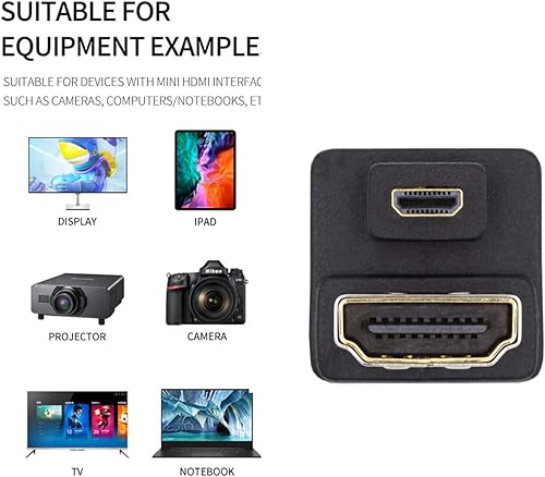 Miniatura 8 de CY Cable 4K 360 grados hacia abajo opuesto en forma de U en ángulo trasero Micro HDMI 1.4 macho a HDMI hembra adaptador de extensión convertidor