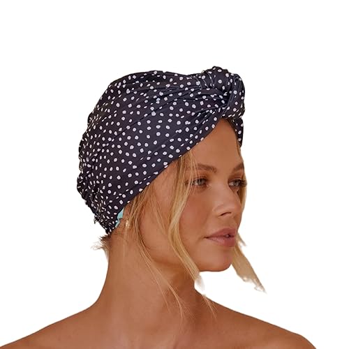 LOUVELLE Elegante gorro de ducha DAHLIA de lujo estilo turbante reutilizable con forro 100 impermeable y tela de secado rápido una de las cosas