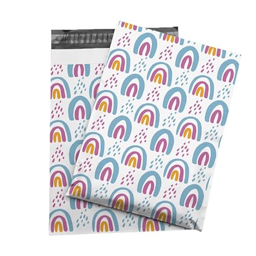 50x Designer Poly Mailer Bag Mailing Postal Bags Gifts Shipping Wrapping Design Pattern Envelope for Mail(Rainbow)