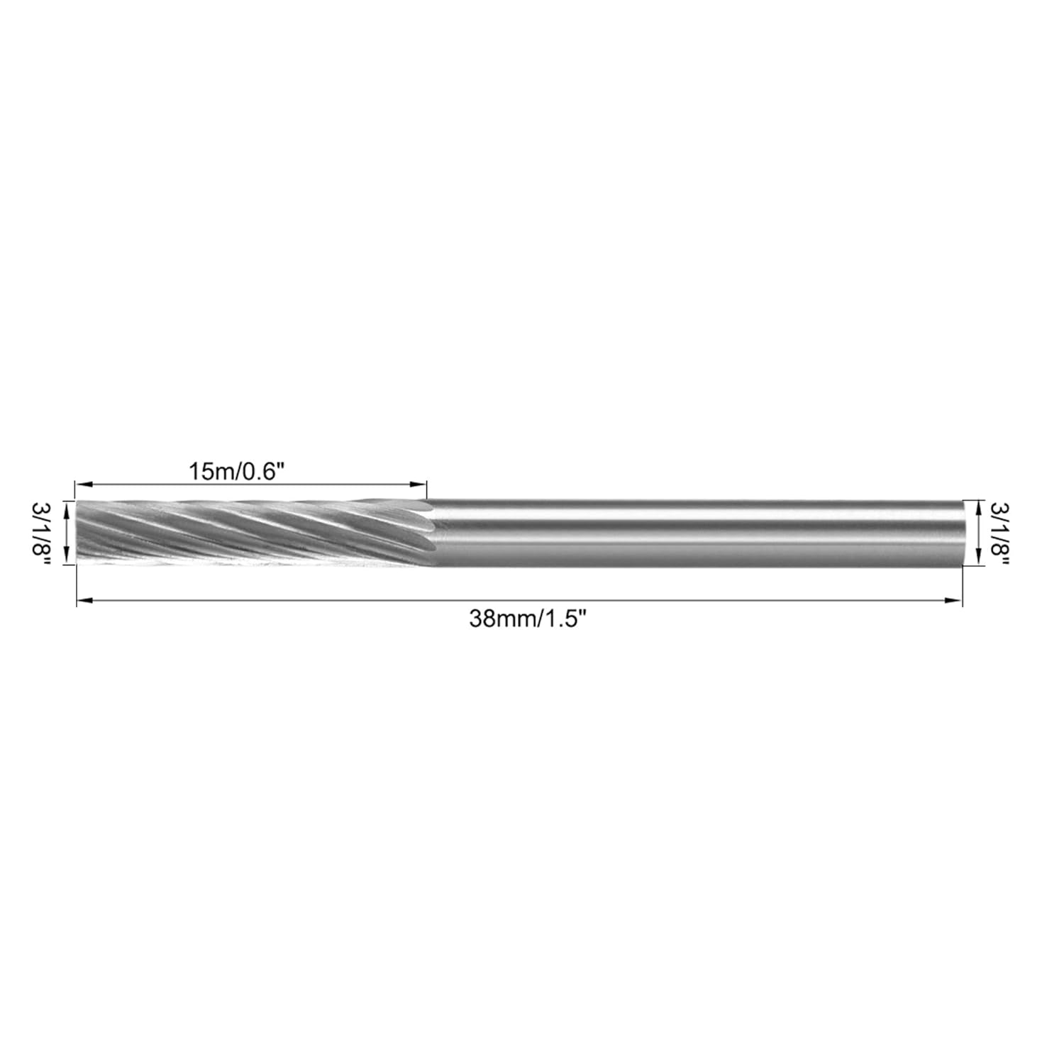 uxcell Tungsten Carbide Rotary Files 1/8" Shank, Single Cut Top Flat Cylinder Shape Rotary Burrs Tool 3mm Dia, for Die Grinder Drill Bit Alloy Steel Hard Metal Carving Polishing, 2pcs