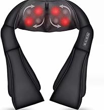 Neck and Shoulder Massager with Heat - Shiatsu Noise-Cancelling Design, Breathable Fabric, Eco-Friendly Synthetic Leather, Heating Function, Portable for Home, Office and Car