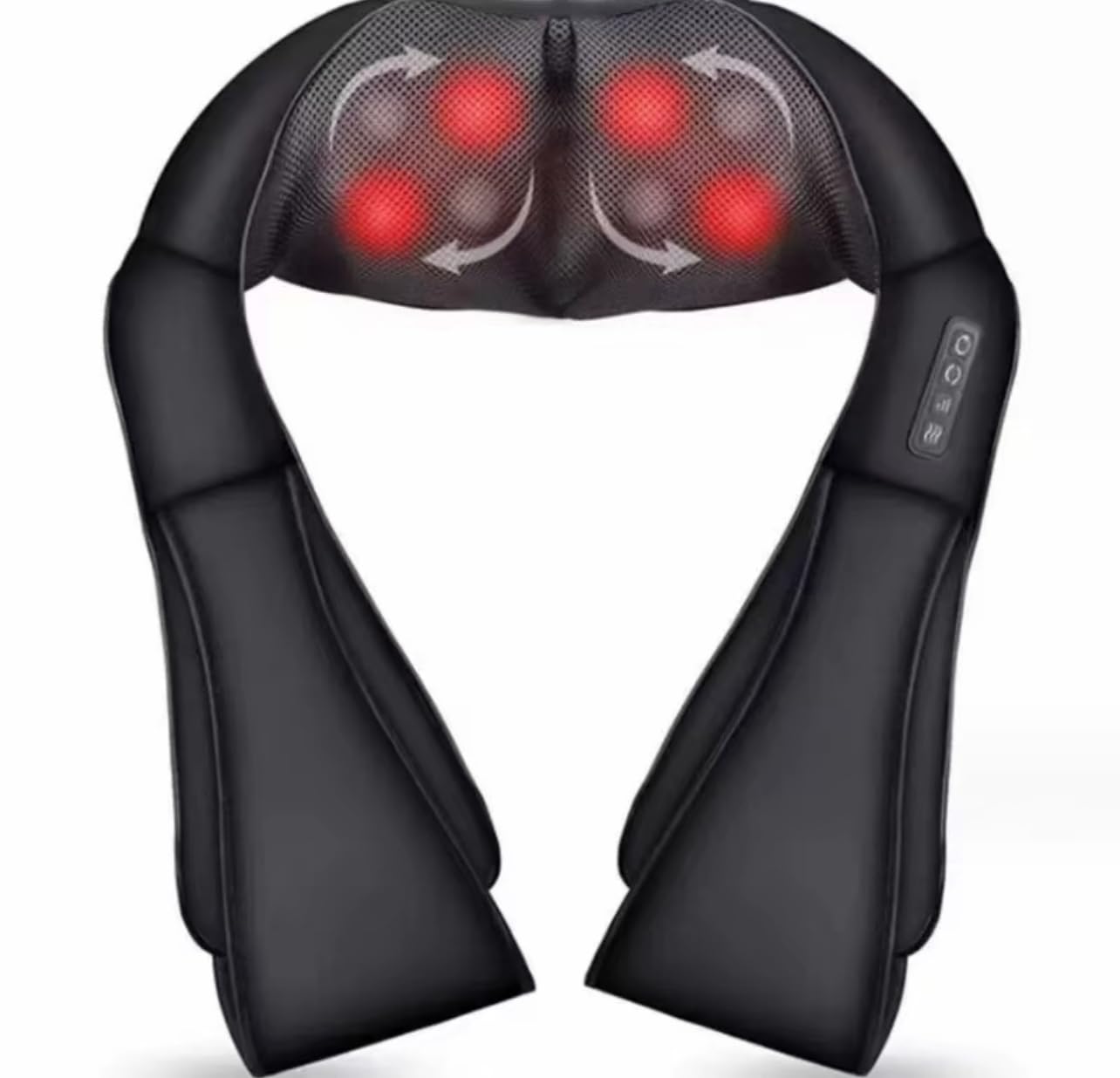 Massaggiatore Cervicale e Spalle con Calore – Shiatsu, Design Antirumore, Tessuto Traspirante, Pelle Sintetica Ecologica, Funzione Riscaldante, Portatile per Casa, Ufficio e Auto