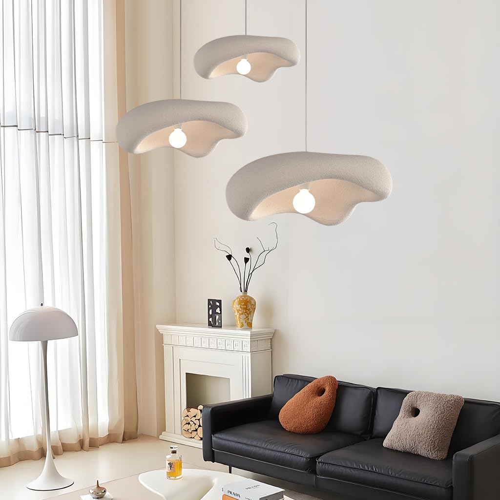 Wabi Sabi Japońskie Lampa Wisząca E27 Wykonana Z Materiału Polistyrenu Z 3 Regulowanymi Światłami Żyrondoł W Stylu Nordyckim Nadaje Się Do Jadalni Salony Kuchnie Lampa Zawieszona(Bracken Brown)