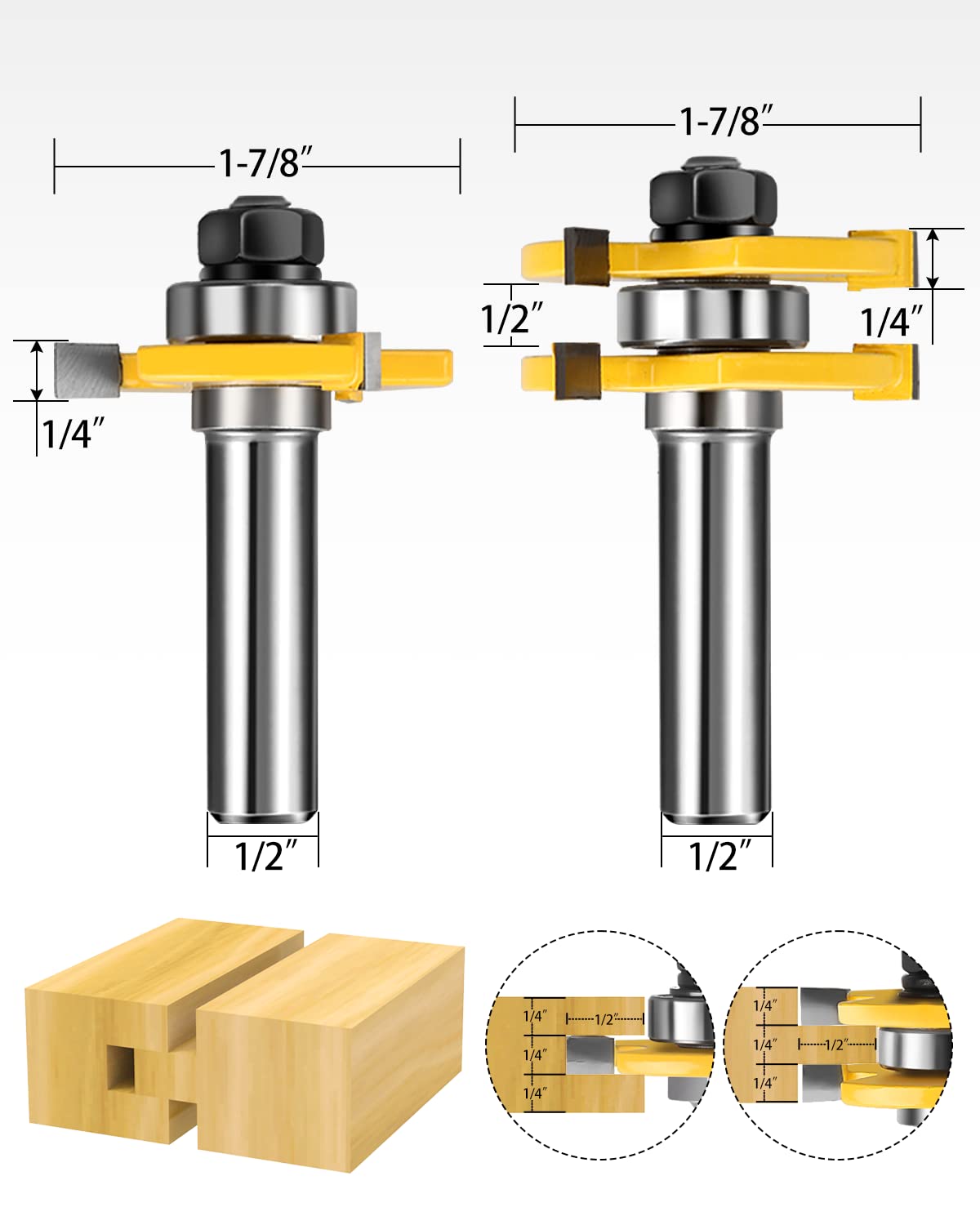 Snapklik.com : 1/2-Inch Shank Tongue And Groove Router Bits Set ...