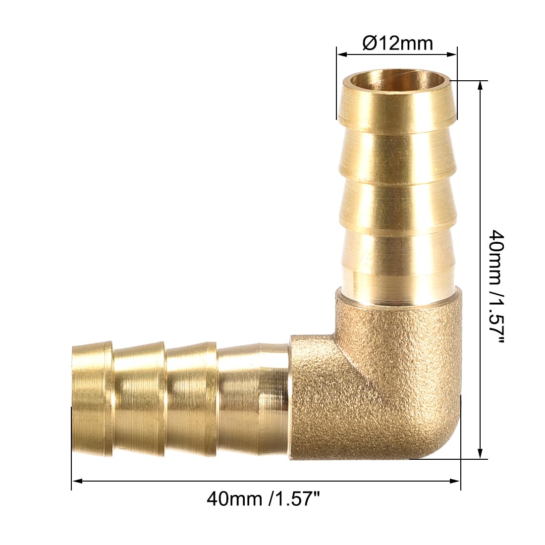 sourcing map 12mm Raccord Cannelé Tuyau Laiton Barbelé 90 Degré Coude Tuyau Connecteur Coupleur Tuyau Adaptateur