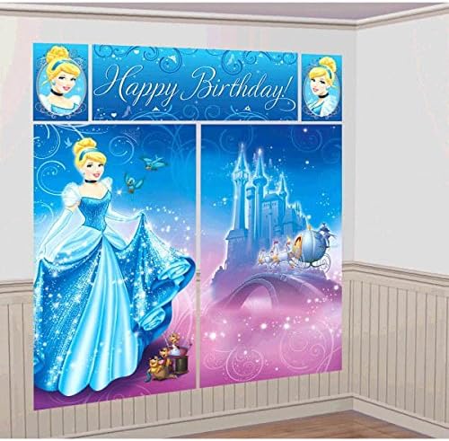 Amscan Disney's Cinderella Scene Setters, Blue, 59" x 65"