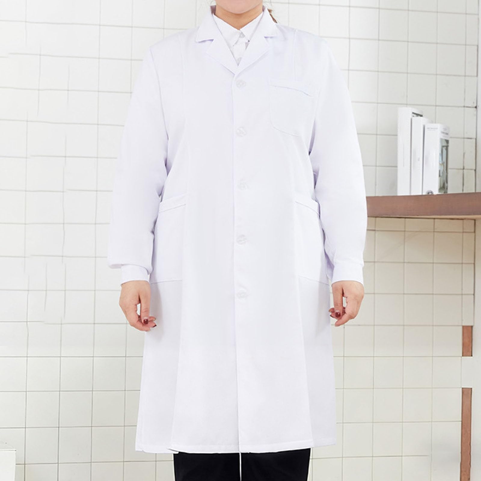 Generisch Blouse de laboratoire à manches longues blanche pour étudiant avec poche