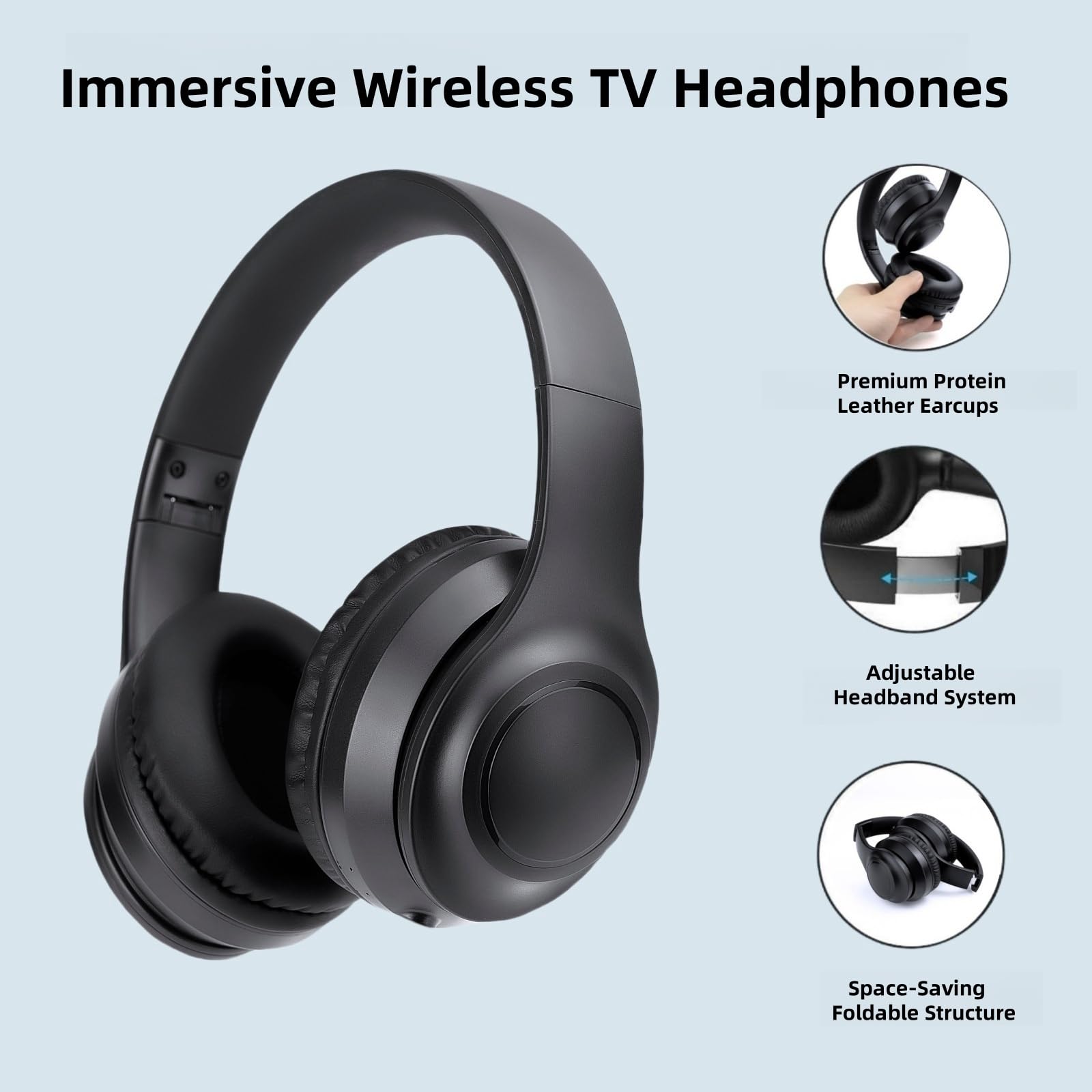 Cuffie TV Senza Fili per Anziani, Bluetooth 5.3 Cuffie con ANC, USB Trasmettitore per RCA/AUX, Audio Hi-Fi