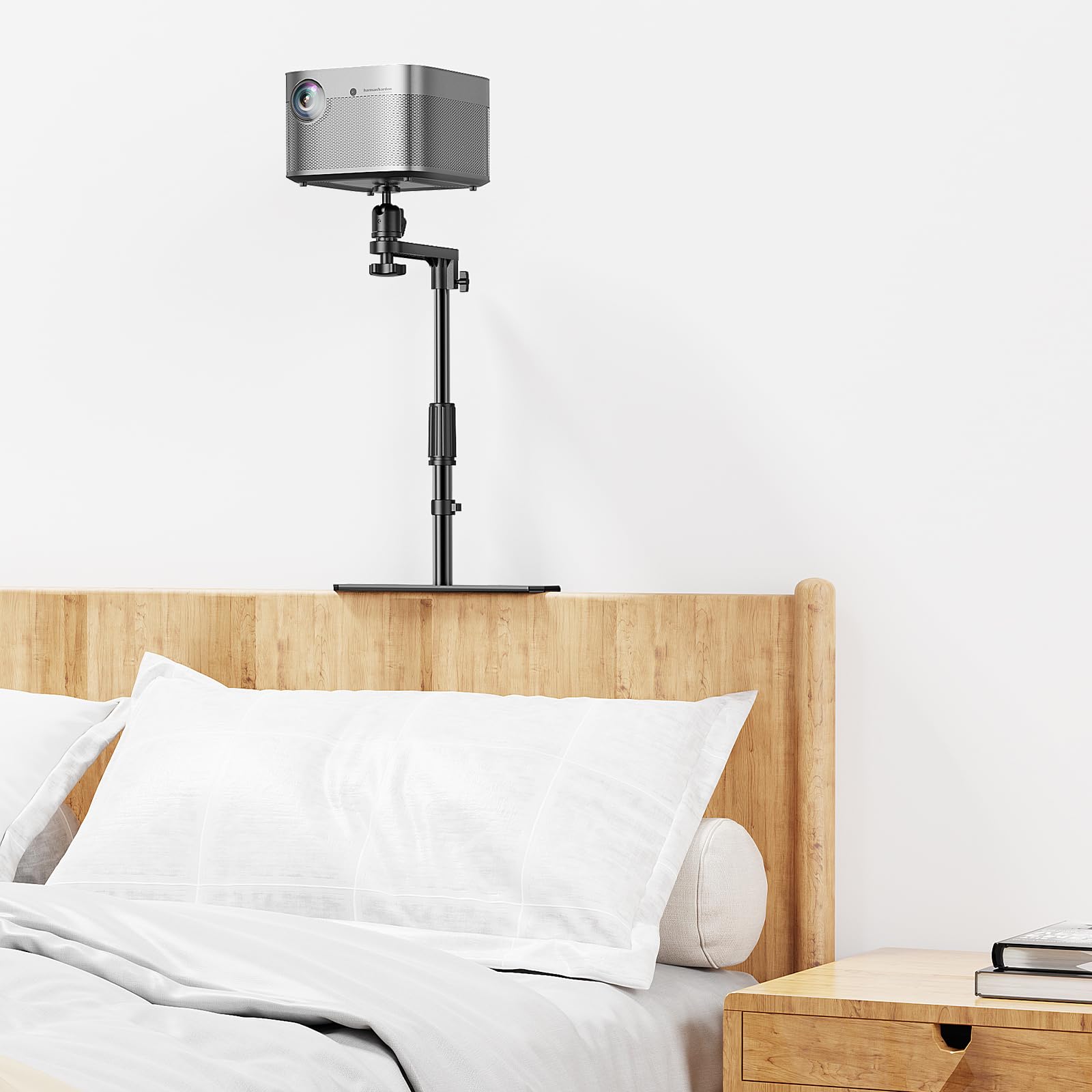 Soporte de proyector para sofá de cama enchufable, base de montaje ajustable en altura, rotación de 360°, dos métodos de instalación, soporte universal para mesita de noche compatible con la 7