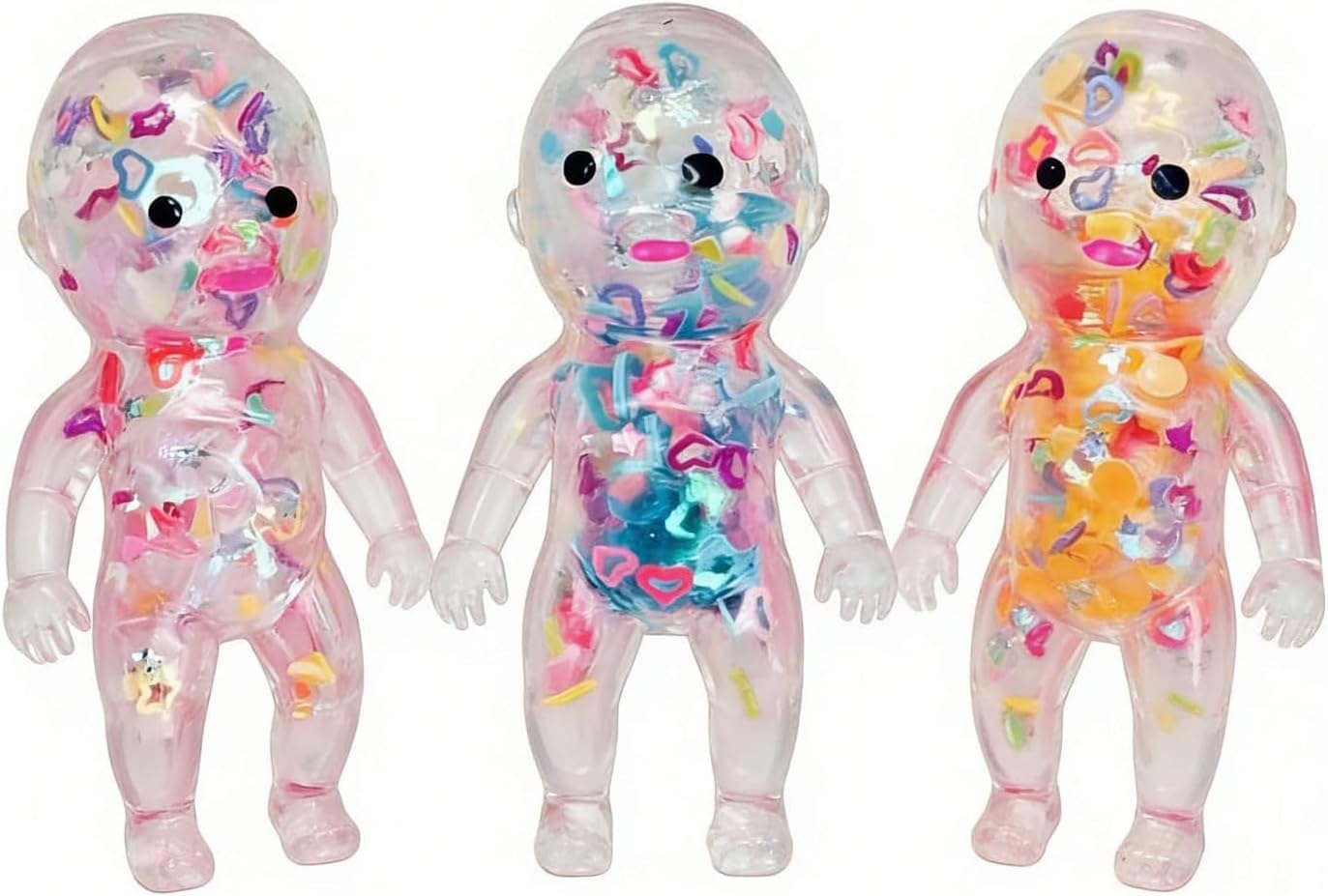 Squishy Baby Glitter, Squishy Babies, Slow Rising Squishys, Soft Squeeze Stress Relief (3PCS, Small)