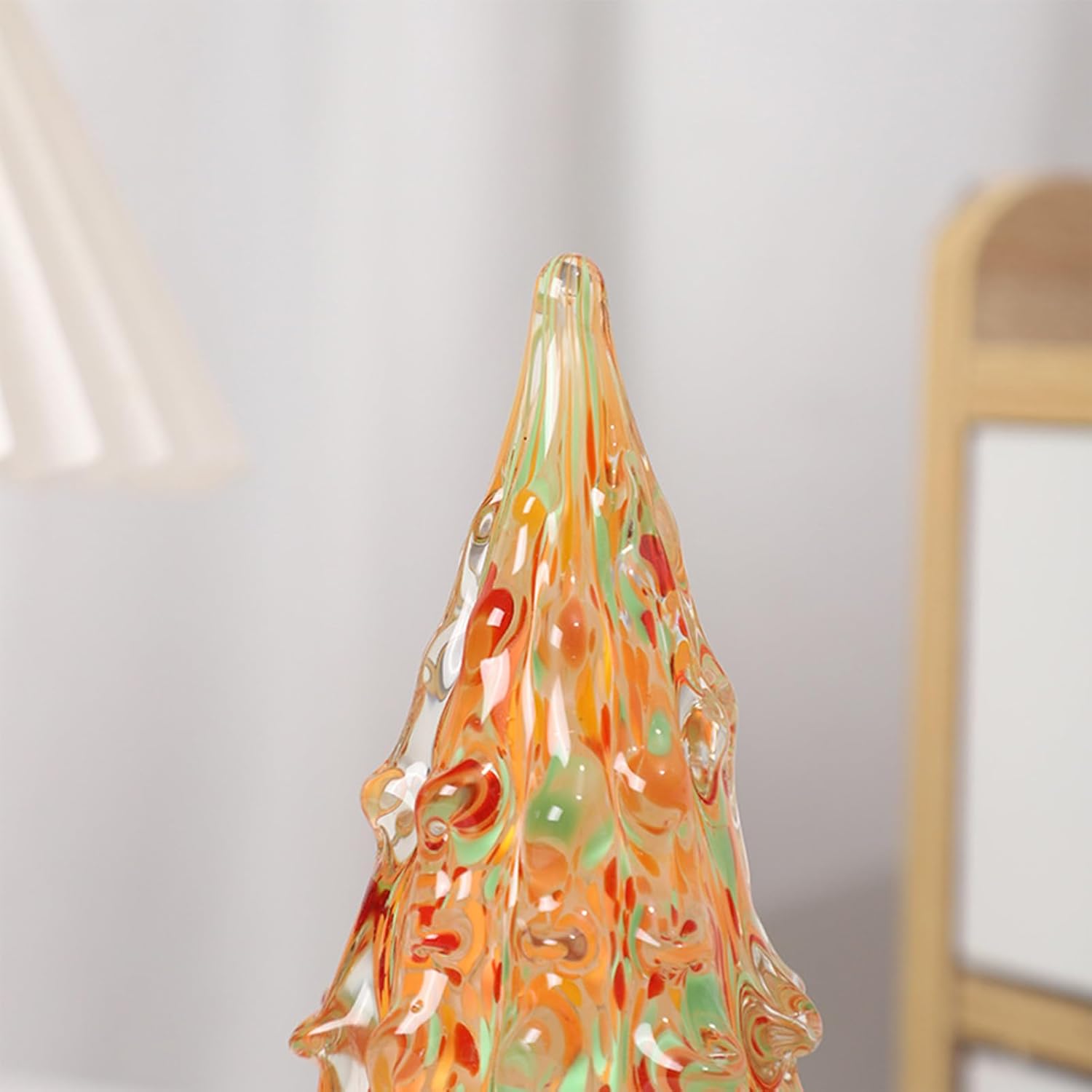 Table Top Christmas Tree, Small Xmas Trees, Elegant Christmas Decoration, Handmade Glass Christmas Figurines Ornaments for Table Centerpiece, Mantel, Window, Home Decor