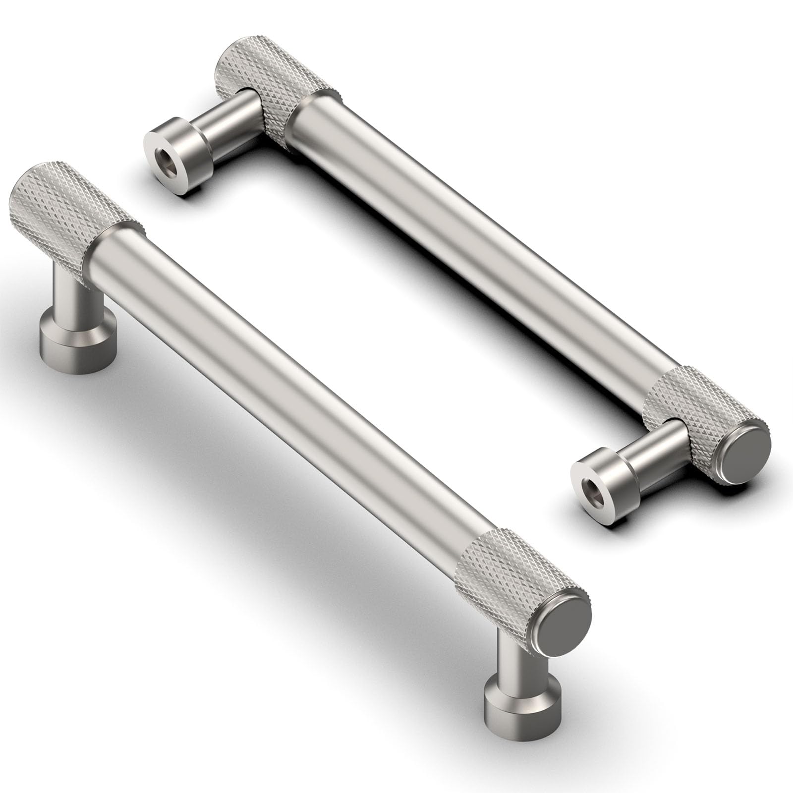 Asimerdeco 10 Pack Brushed Satin Nickel Knurled Cabinet Pulls 5 Inch(128mm) Kitchen Cabinet Handles Cabinet Hardware Drawer Pulls — image 1