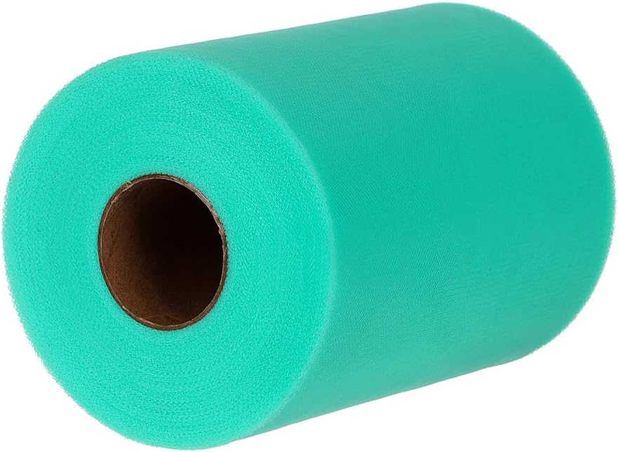 Tulle Roll Spool Fabric for Sewing, Table Skirt and Wedding Decoration,6 Inches by 100 Yards! (Tiffany Green)