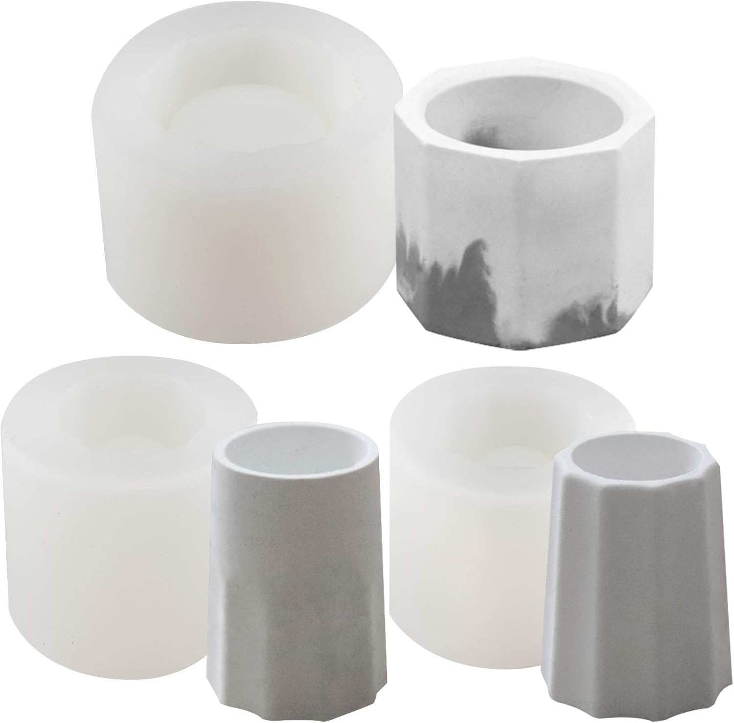 Funshowcase Cylinder Flower Pot Silicone Molds 3-Count for Epoxy Resin Concrete Clay Succulent Planter Bowl Ashtray Candle Soap Pen Holder