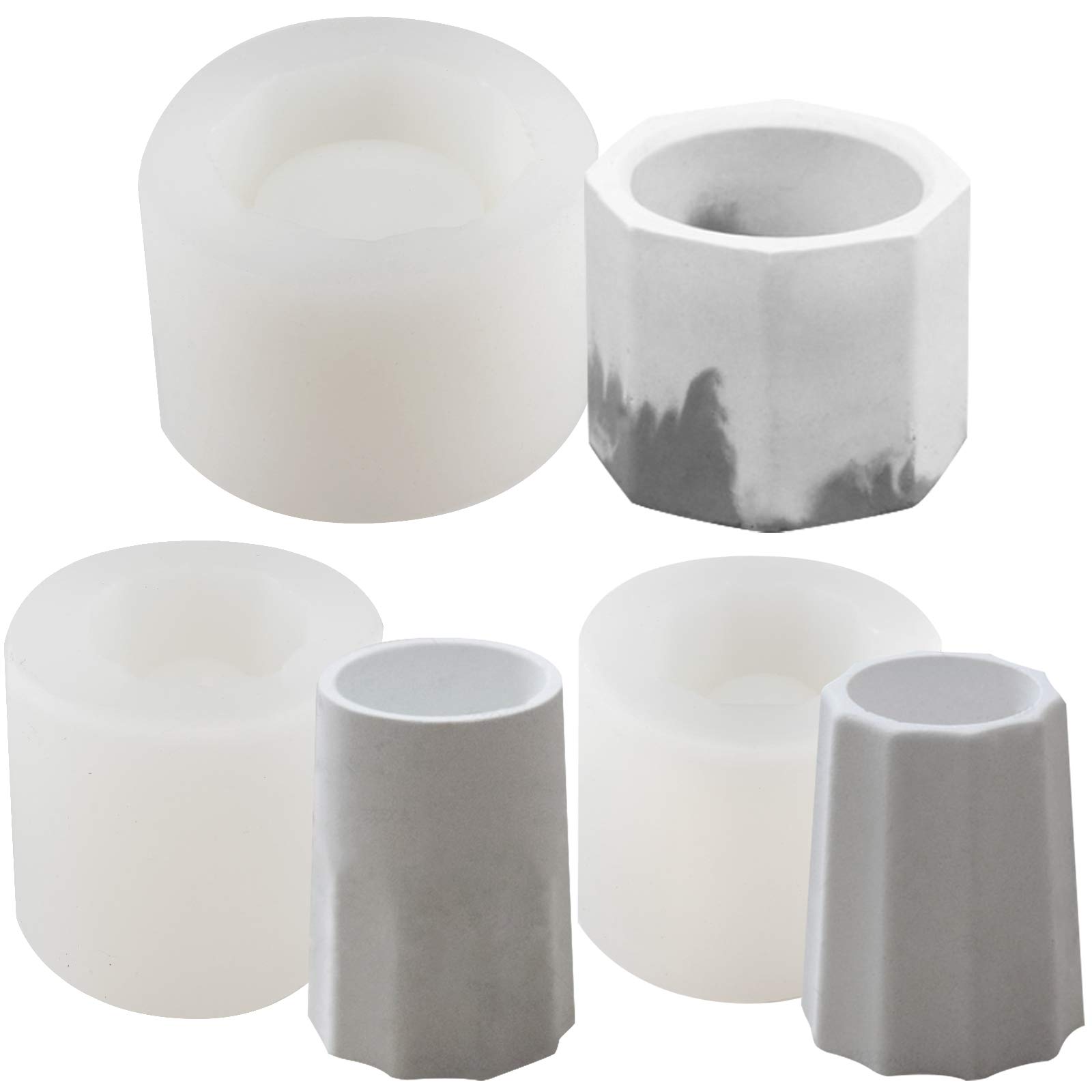 Quiodok 4 Pièces Moule En Silicone Pour Petit Vase Rond - Résine Époxy DIY, Fleurs, Bouteille Réutilisable Pour Fabriquer Des Plantes En Pot