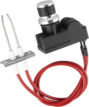 Universal Double Ignition Kit, 450mm Spark Wire with Gas Stove Ignition Electrode, Upgraded Touch Button BBQ Igniter Replacement for Fast Lighting Fire Pit & Grill