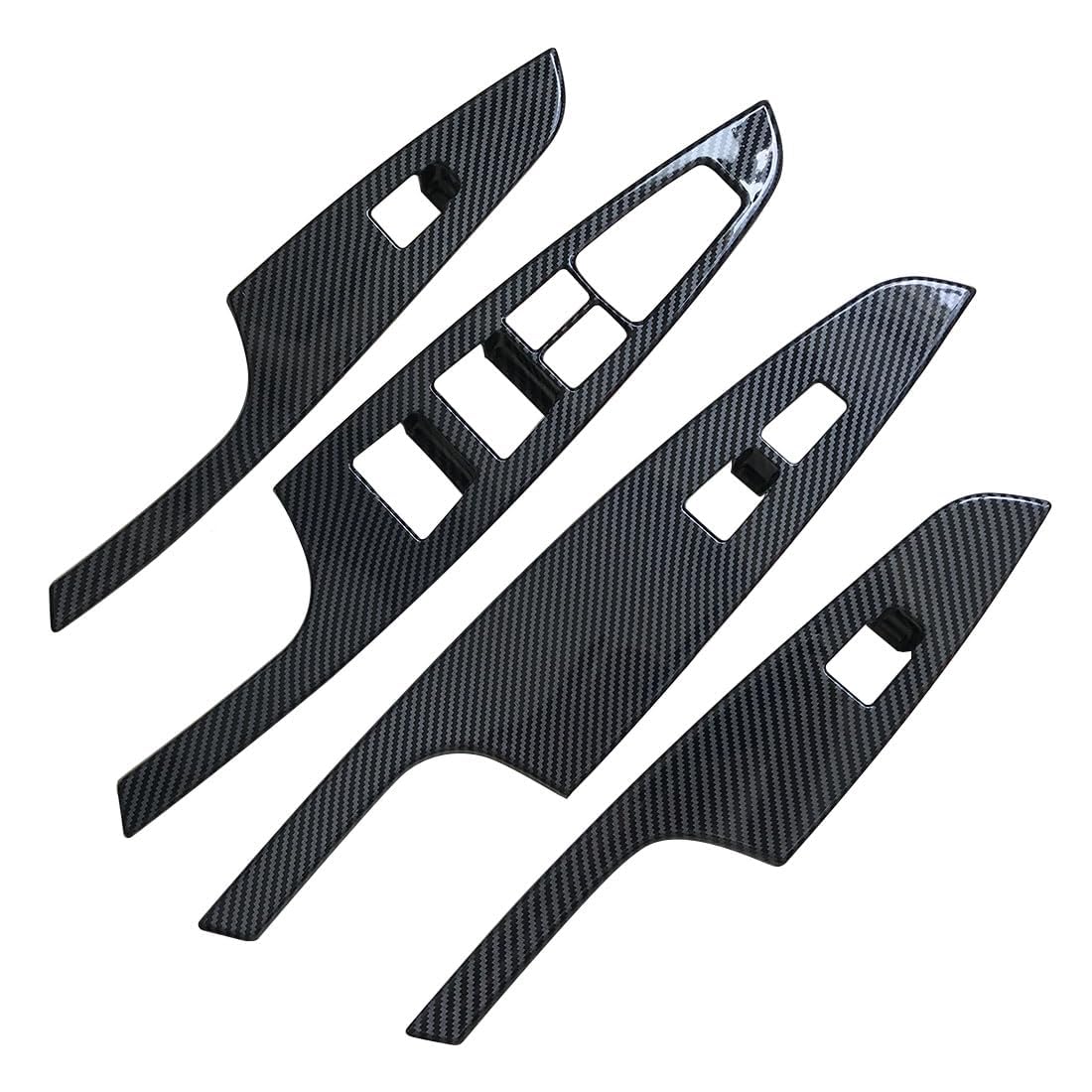ruihe 4pc Carbon Fiber Color Automobile Door Window Control Panel Cover Trim Fit for Hyundai Tucson 2016 2017 2018 2019 2020 Rear Without seat Heating