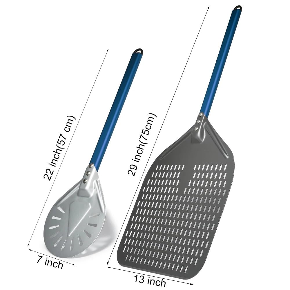 Pala Per Pizza Pala for pizza da 14/13/12 pollici con set di spatole 7/8/9, manico blu, utensili for(13inch7inch)