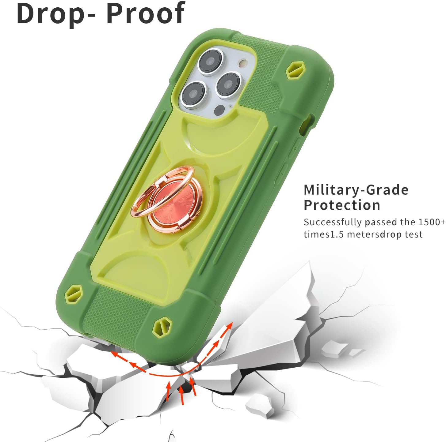 MARKILL Compatible with iPhone 14 Pro Max Case 6.7 Inch with Ring Stand, [Soft Silicone and Hard Plastic ] Heavy-Duty Military Grade Shockproof Phone Cover for iPhone 14 Pro Max Avocado